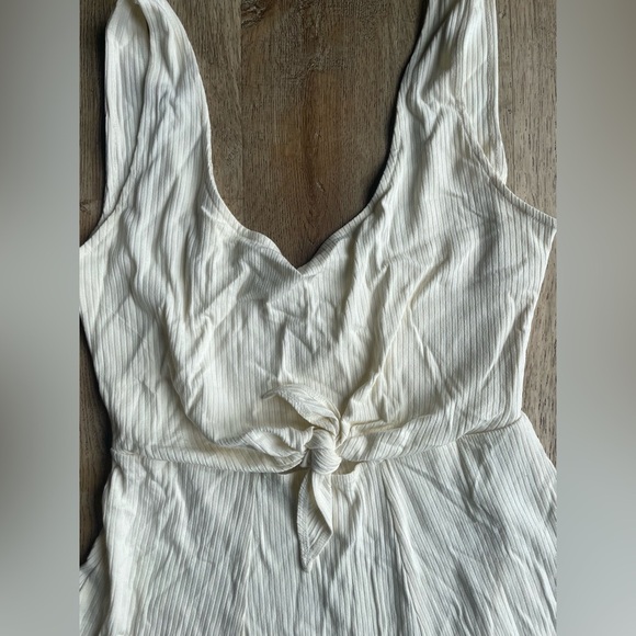 L*Space Cream Ribbed Knit Tie-Front Mini Dress Medium Boho Sleeveless Cottage - Picture 5 of 5